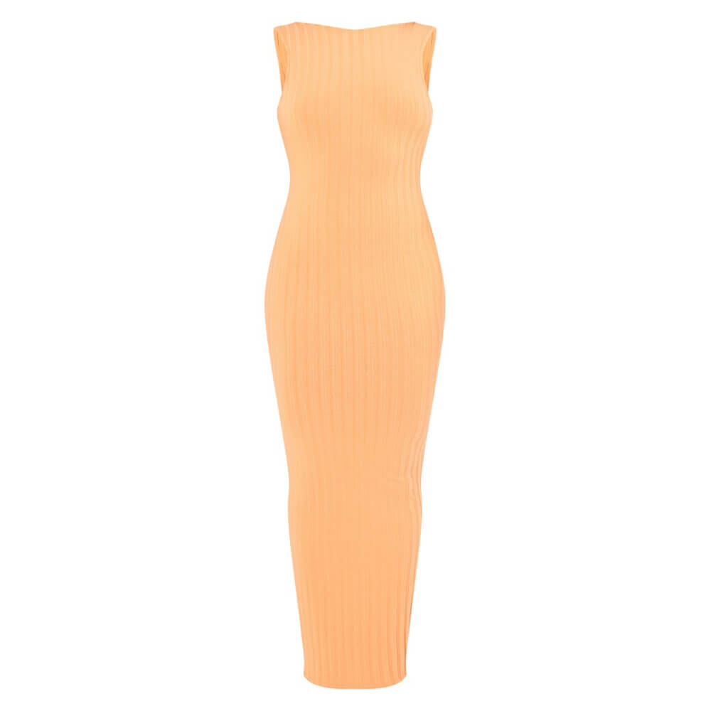 

Платье PrettyLittleThing Wide Ribbed Racer Neck Midaxi, оранжевый