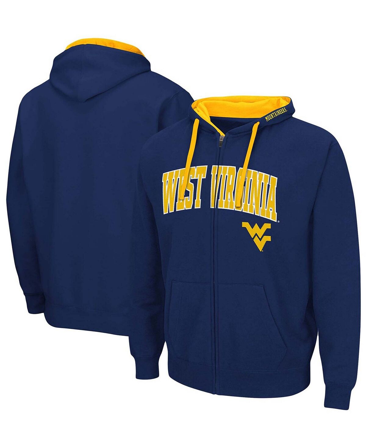 

Мужская темно-синяя худи west virginia mountaineers arch logo 2.0 с молнией во всю длину Colosseum, синий