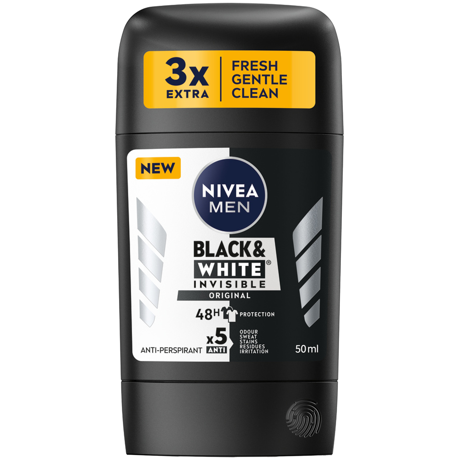 Nivea Men Black&White Invisible Original мужской стик-антиперспирант, 50 мл - фото