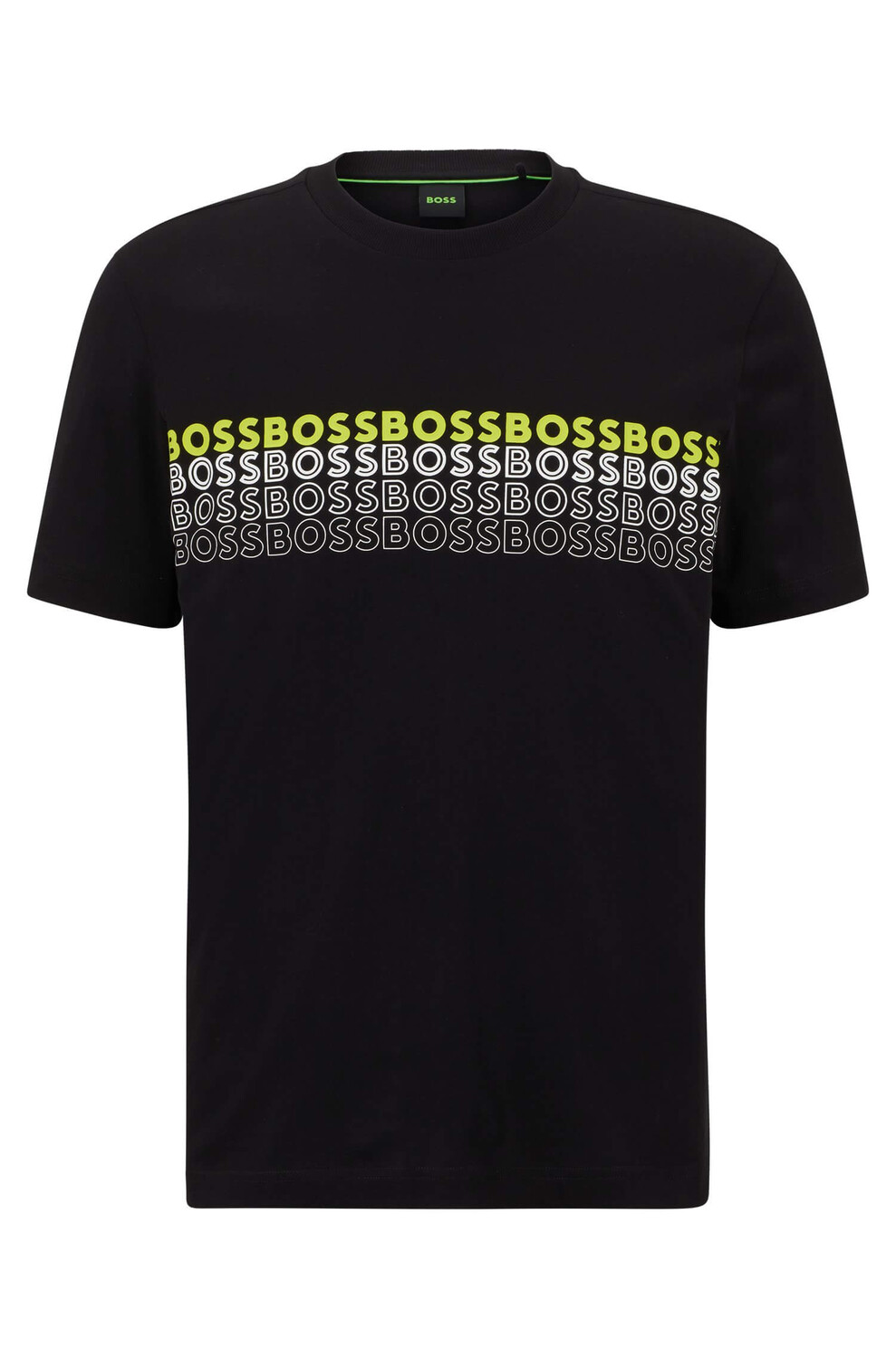 

Футболка Boss Crew-neck In Cotton With Multi-colored Logos, черный