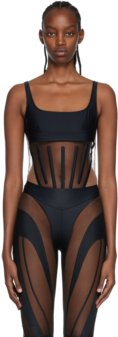 

Черное боди с лифом Mugler
