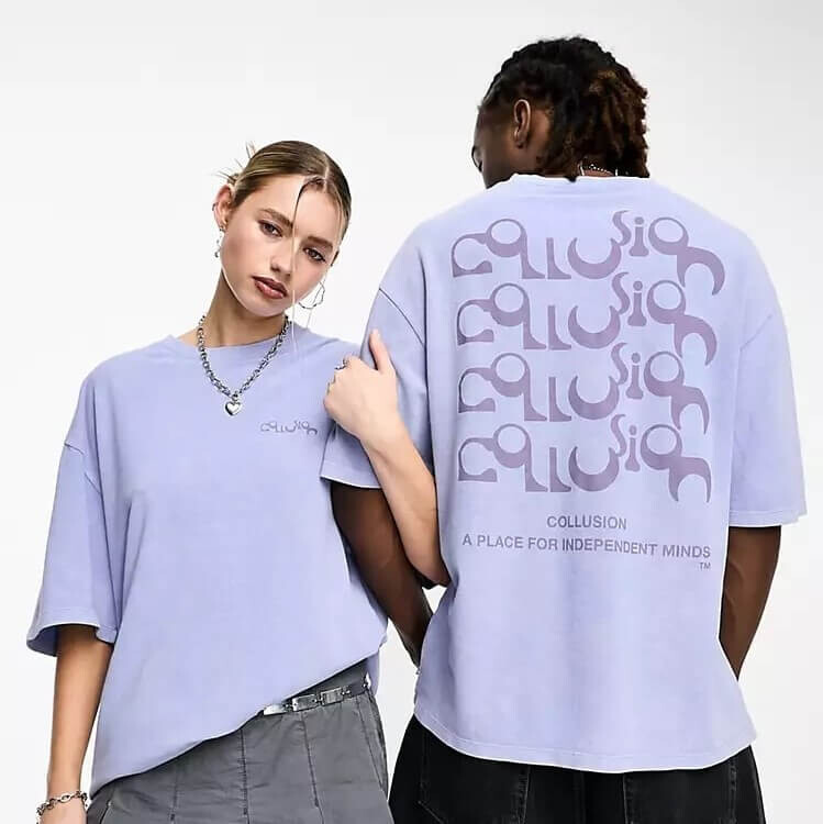 

Футболка Collusion Unisex Logo Back Print, фиолетовый