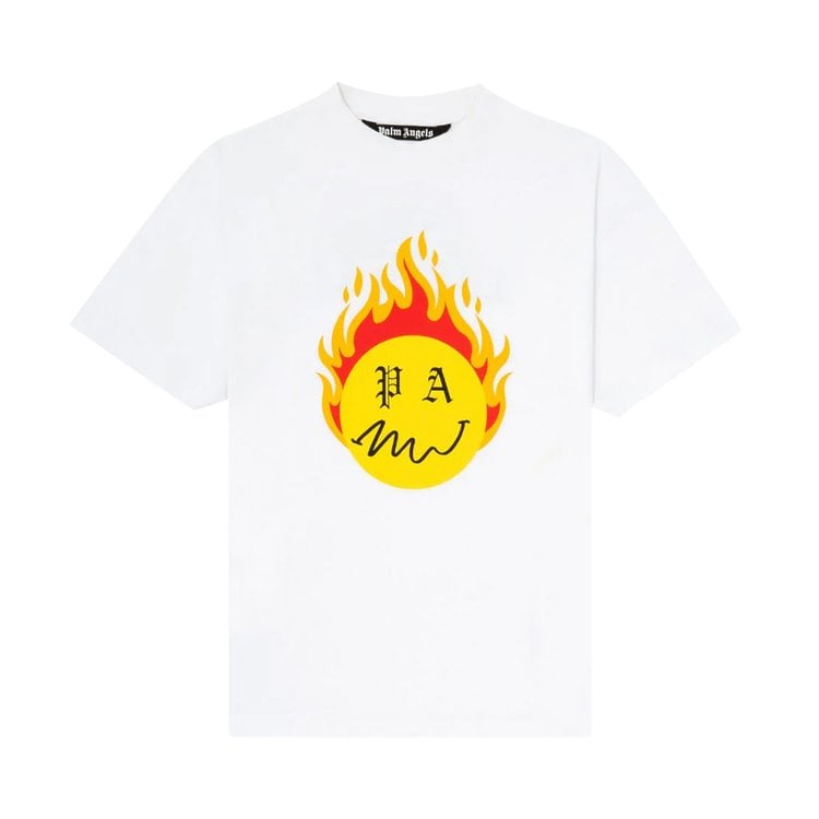 Футболка Palm Angels Burning Head Short-Sleeve T-Shirt 'White/Yellow', белый - фото