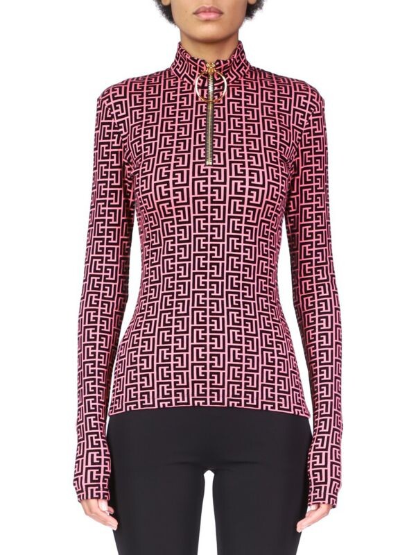 

Бархатный топ с монограммой Balmain Rose noir