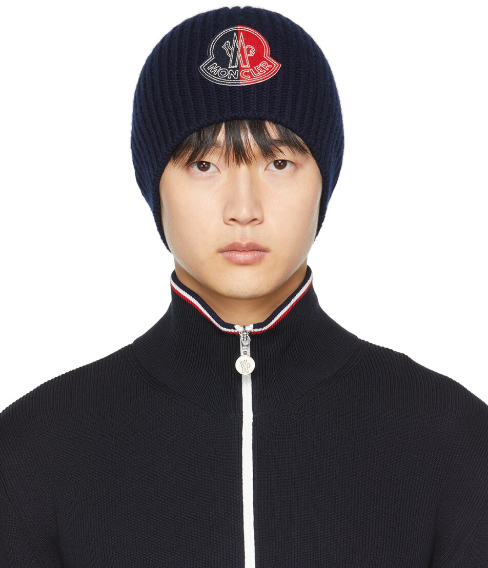 

2 Moncler Темно-синяя шапка с логотипом 1952 года Moncler Genius