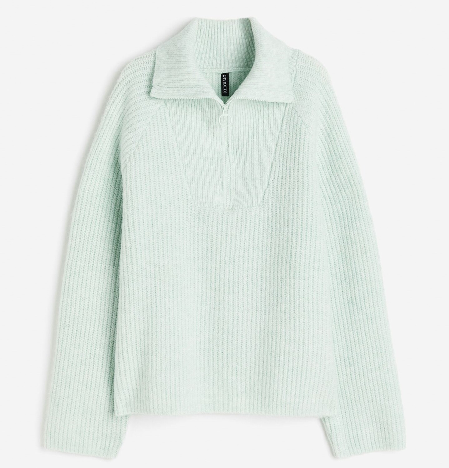 

Свитер H&M Oversized Half-zip, светло-зеленый
