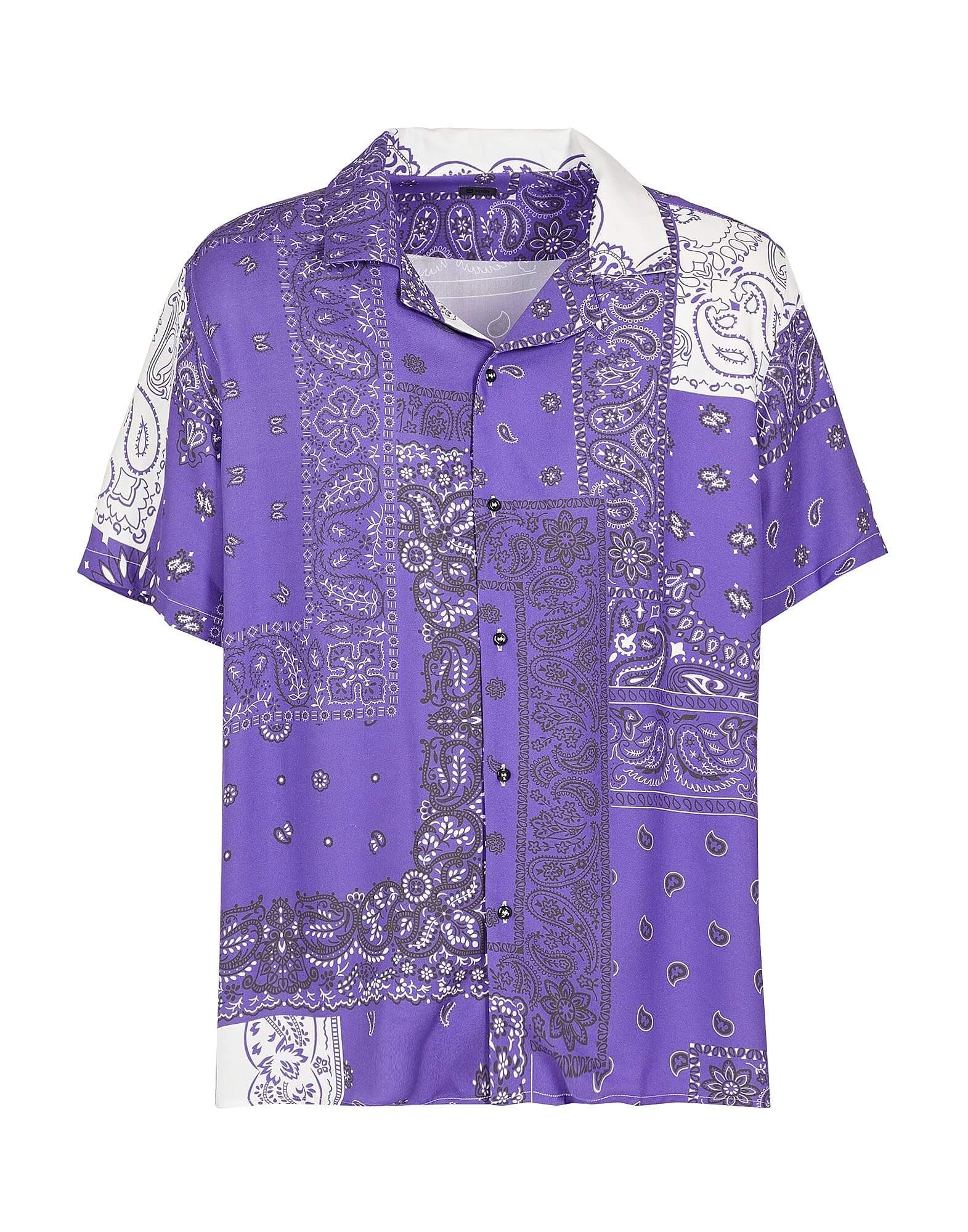 Рубашка 8 By Yoox Printed Viscose Collar Camp, фиолетовый женская рубашка с лацканами для девушек ложный воротник дамская съемная рубашка съемное ожерелье шаль шнуровка бант мини накидка