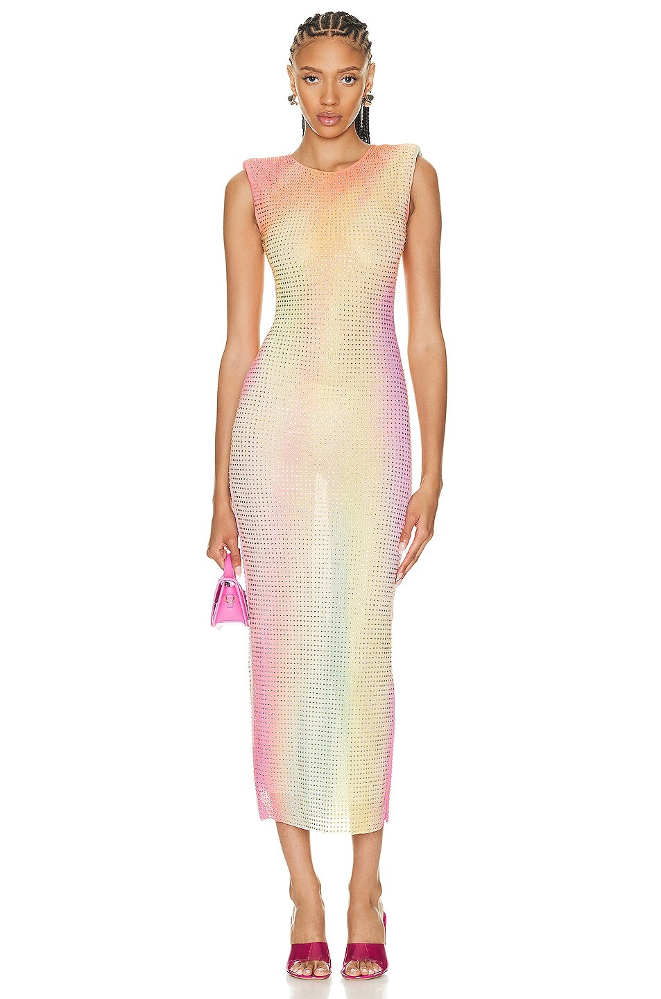 

Платье миди Self-Portrait Printed Mesh Hotfix, цвет Multi