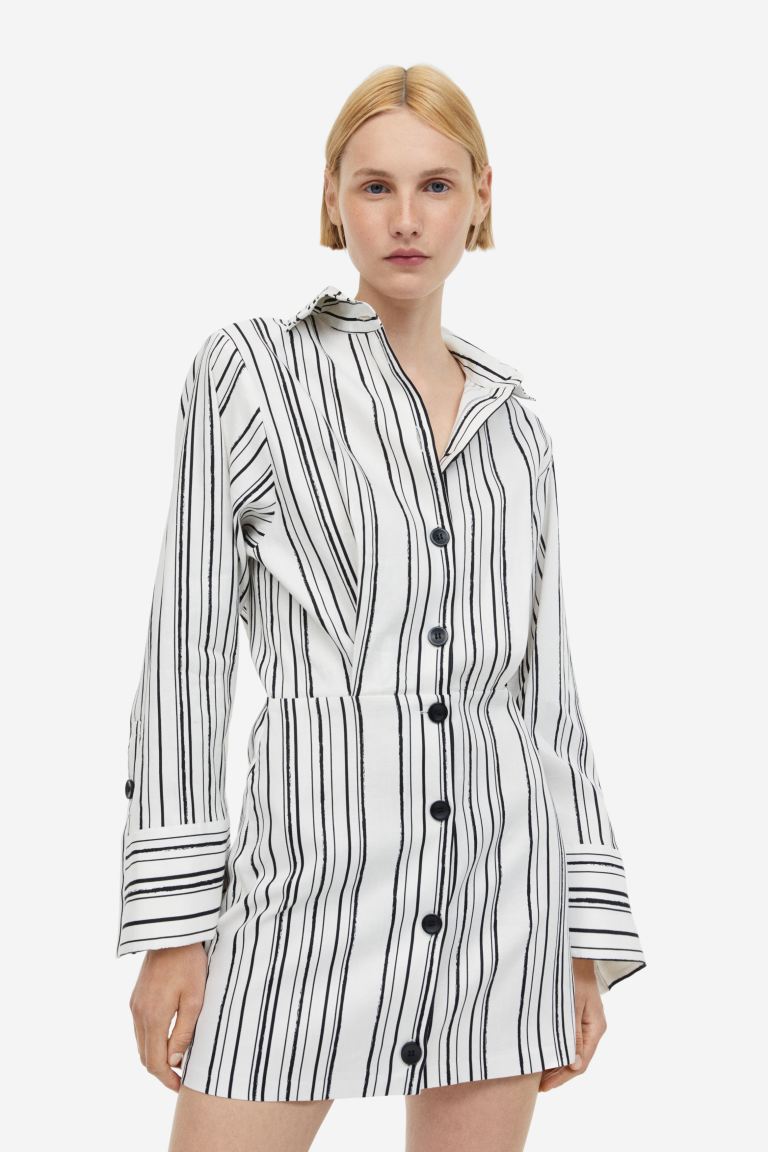 Платье-рубашка из смесового льна H&M юбка из льна с декоративными пуговицами