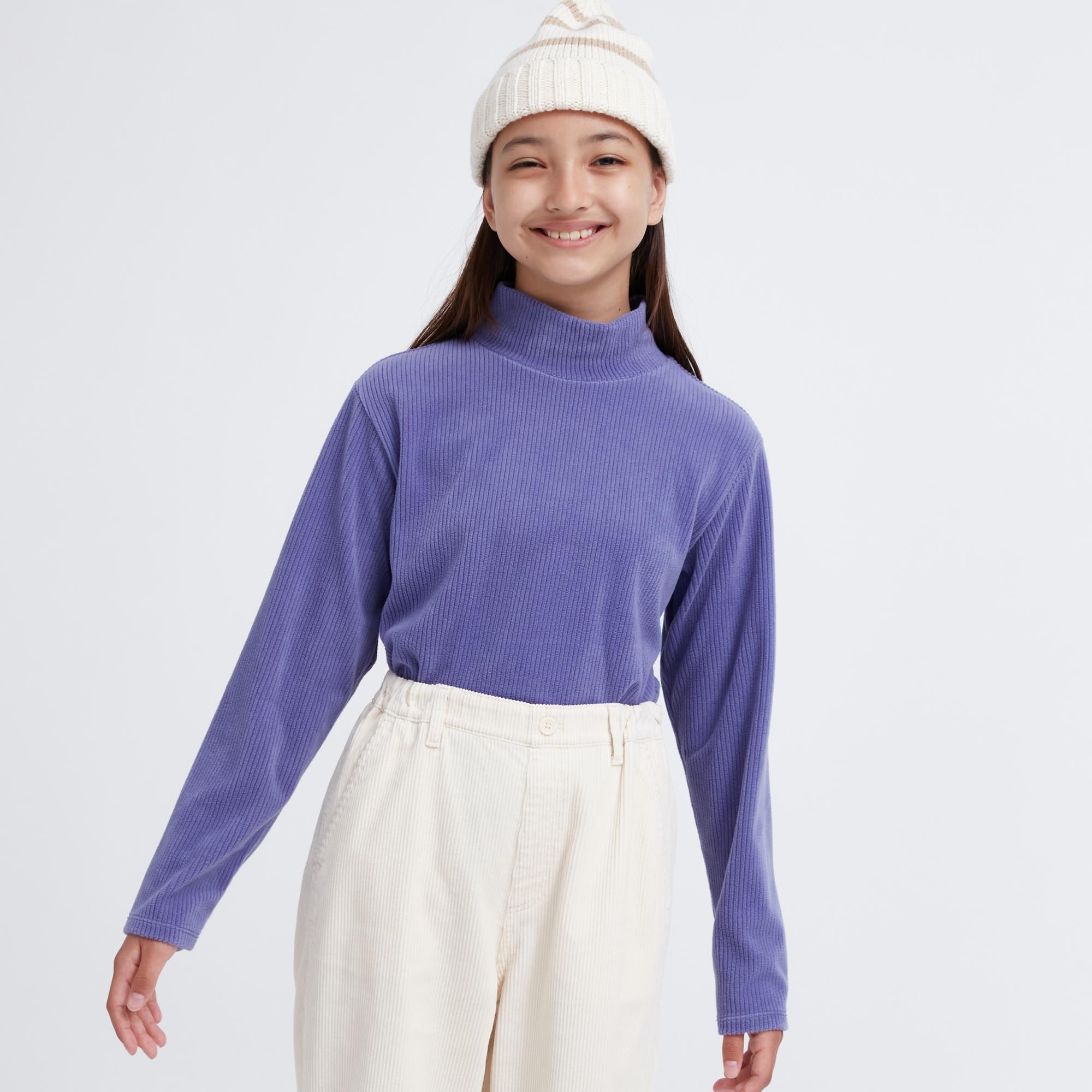 

Флисовая водолазка в рубчик Uniqlo Kids, фиолетовый