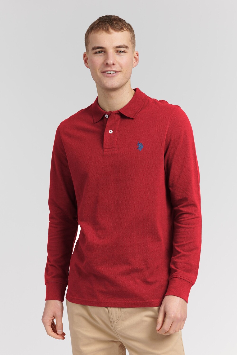 

Красная мужская рубашка-поло из пике U.S. Polo Assn, красный