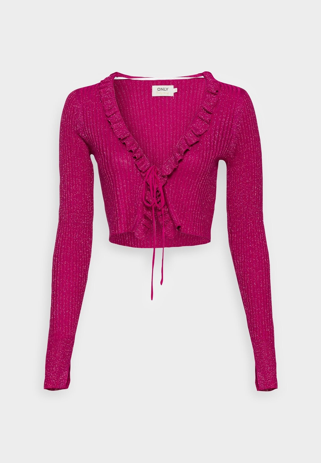 

Кардиган ONLY Onlmalika Glitter Ruffle, очень ягодный, Розовый