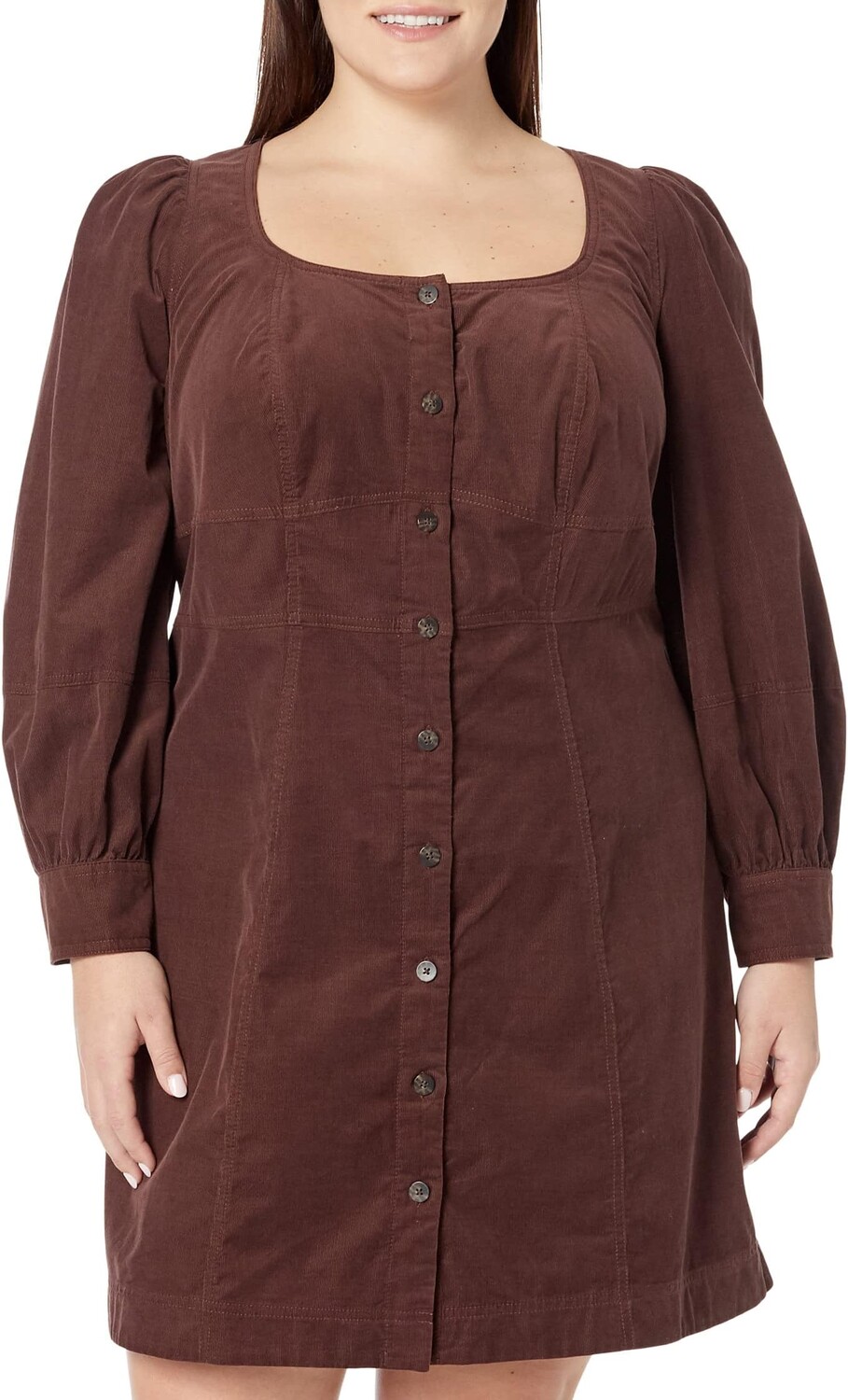 

Платье в стиле ретро с длинными рукавами и швами Plus Esti — Baby Corduroy Madewell, цвет Chocolate Raisin