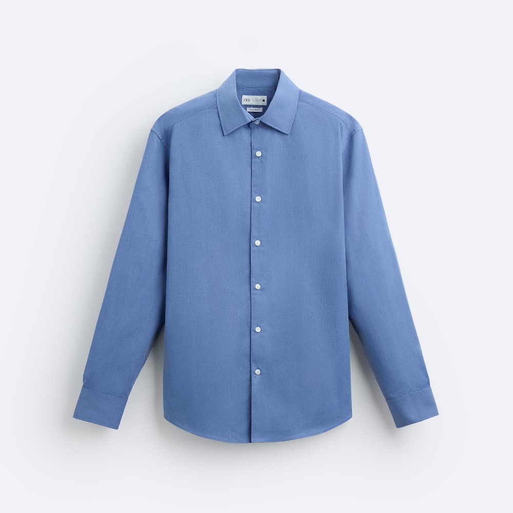 Рубашка Zara Textured, синий рубашка zara textured satin белый