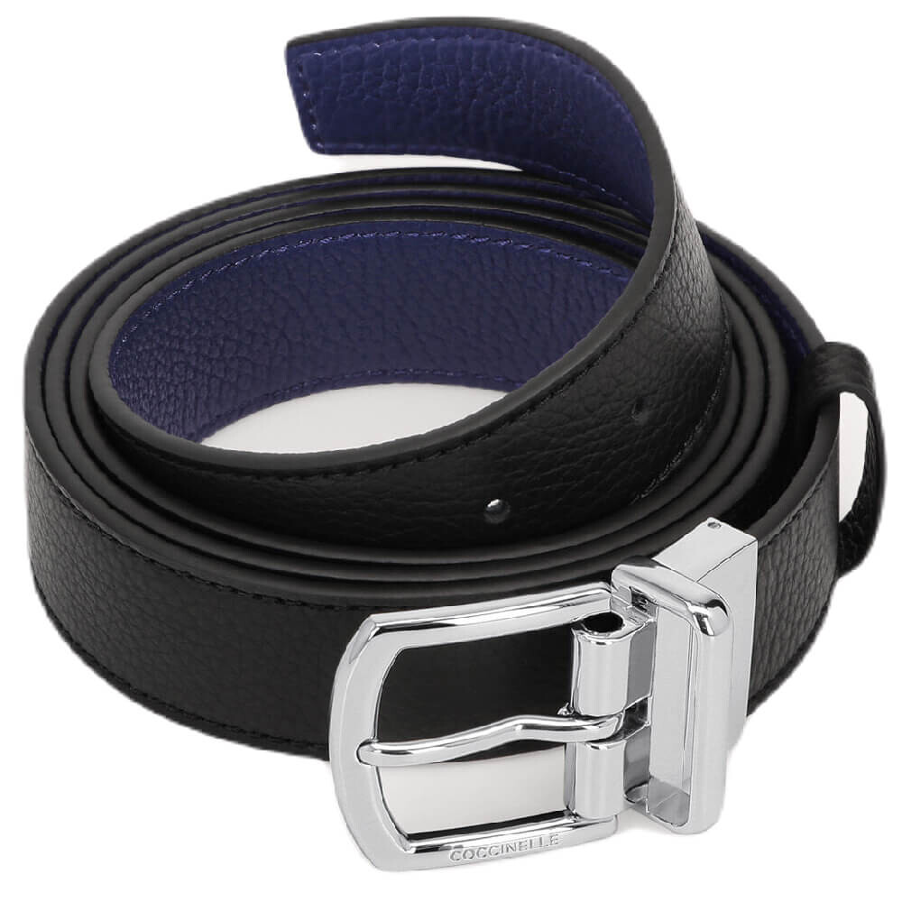 

Ремень Coccinelle Grained Leather, черный/синий