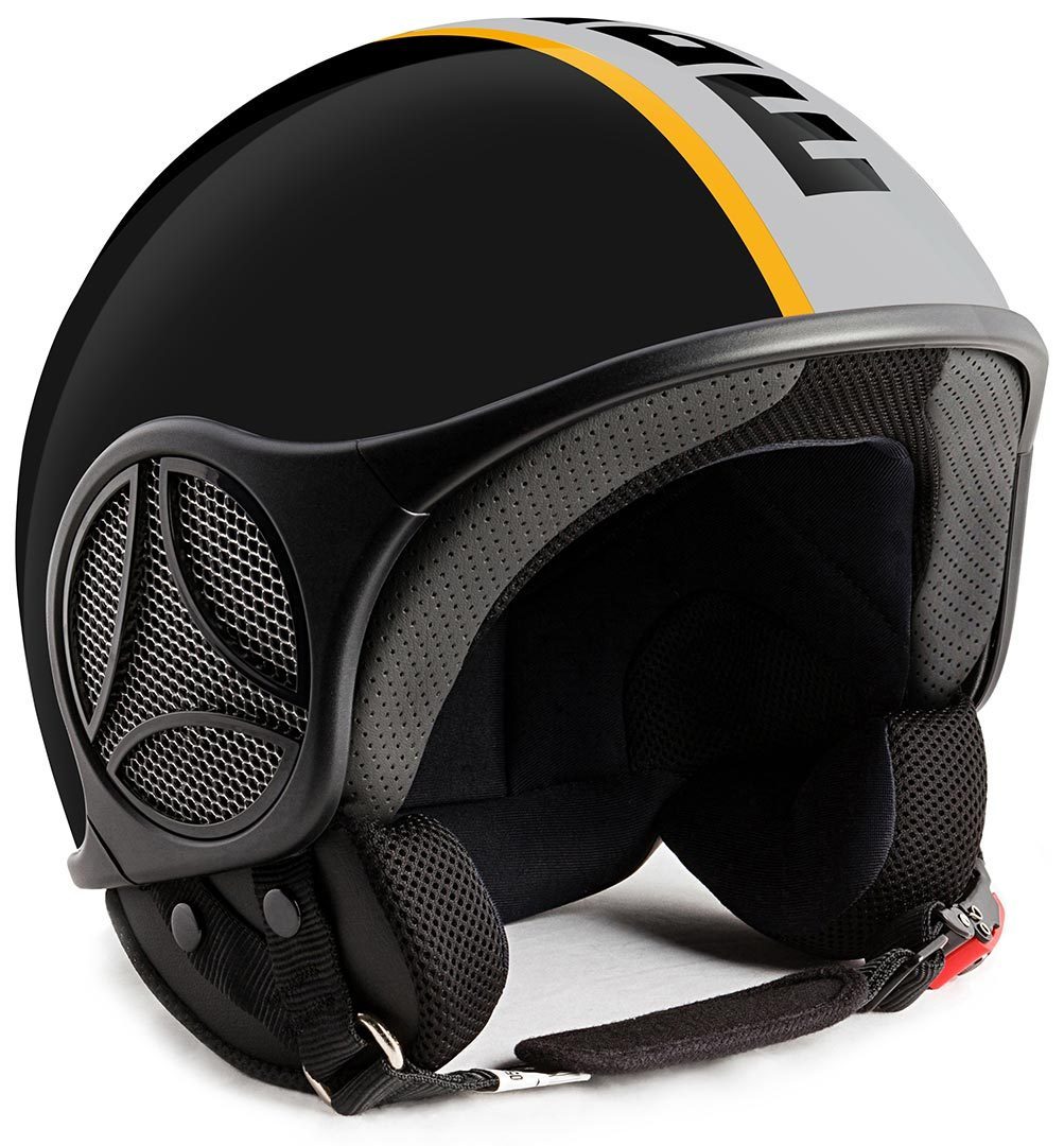 Шлем MOMO Minimomo реактивный, черный/желтый/серый шлем momo minimomo реактивный черный желтый серый