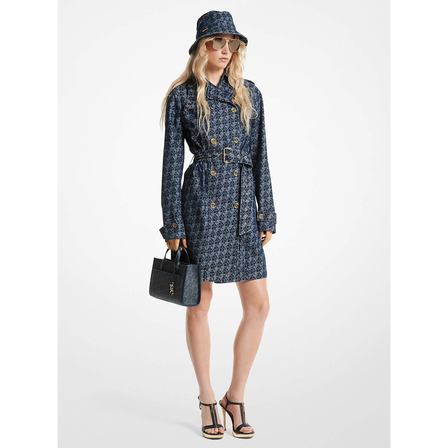 

Тренч Michael Michael Kors Empire Signature Logo Jacquard Denim, синий