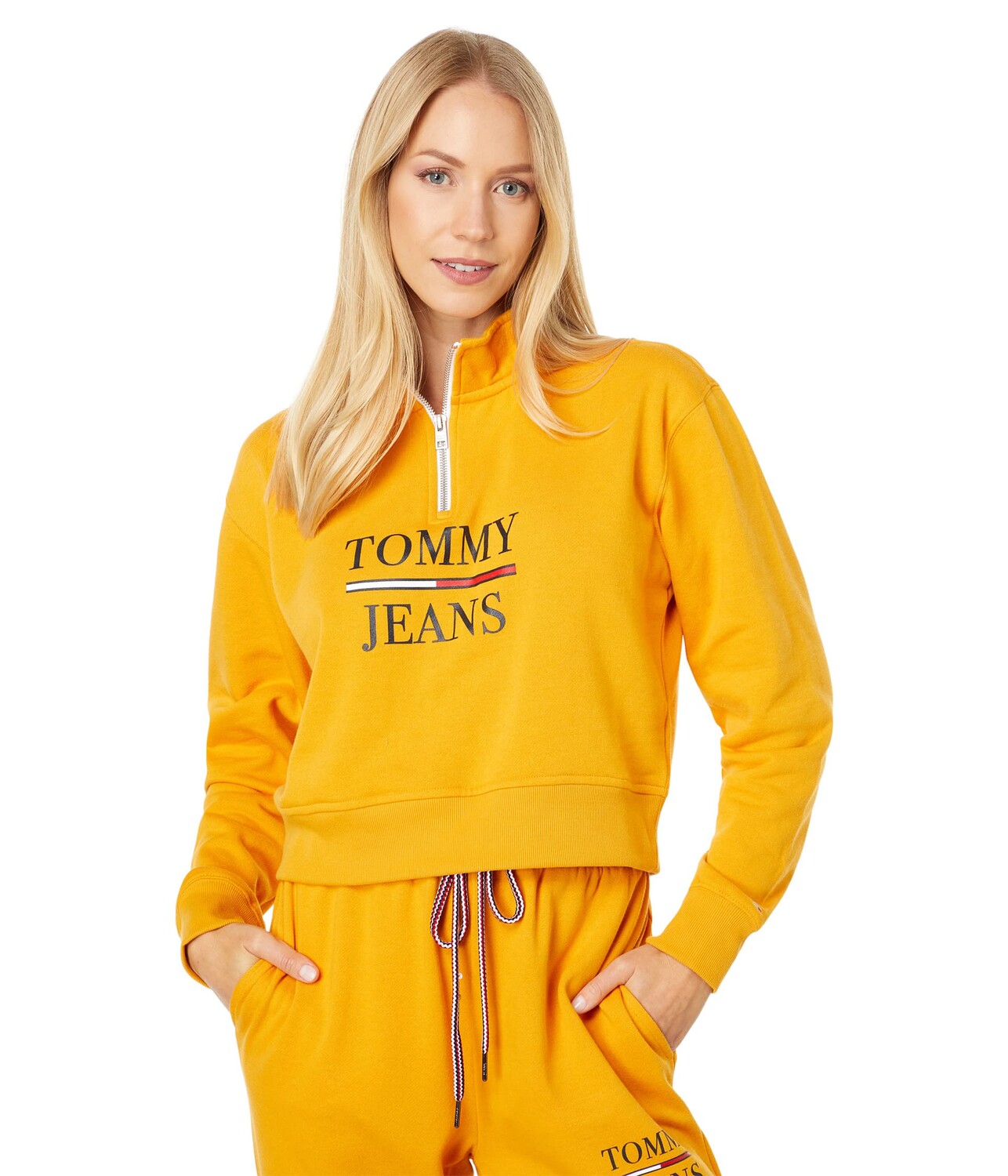 

Пуловер Tommy Jeans, 1/2 Zip Crop Pullover, Желтый