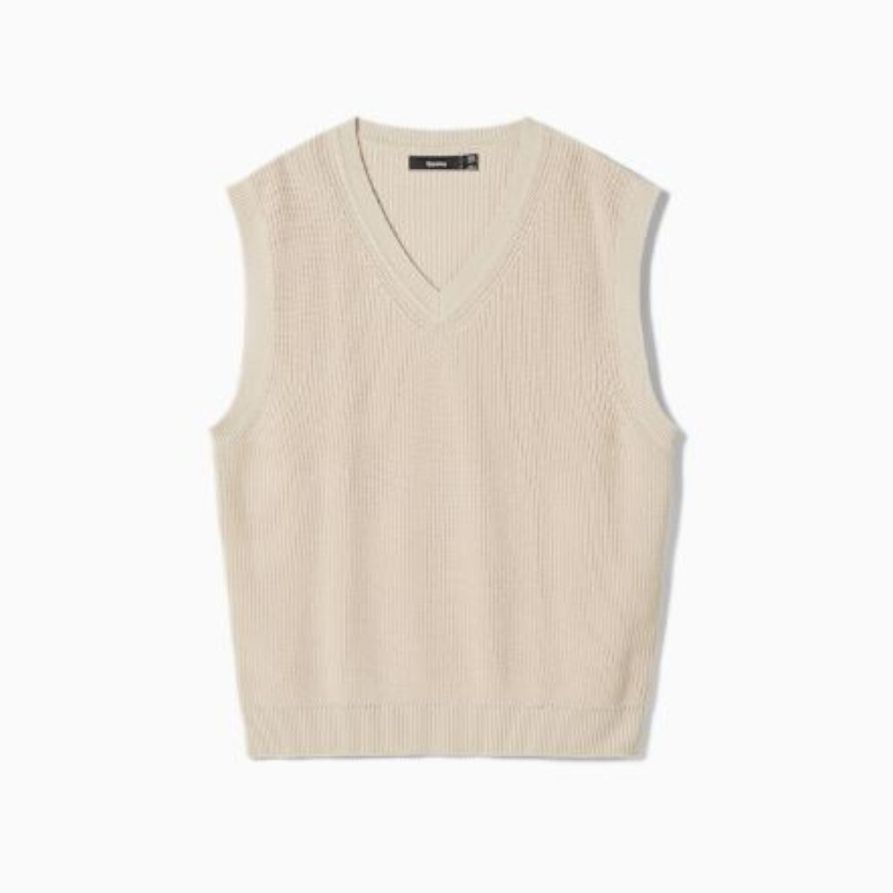 

Трикотажный жилет с V-образным вырезом Bershka V-neck knit, светло-бежевый