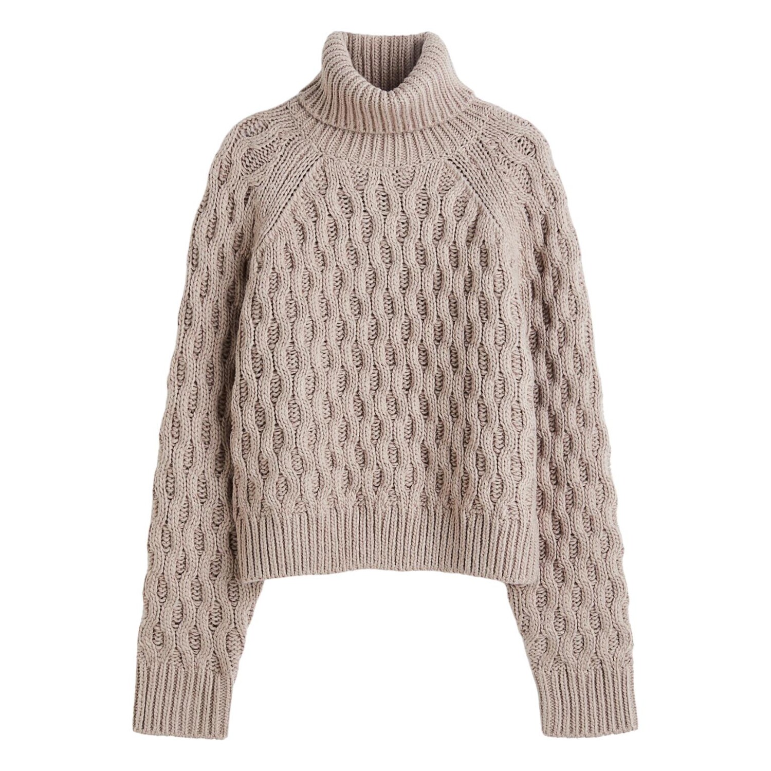 

Свитер H&M Cable-knit Turtleneck, серо-коричневый