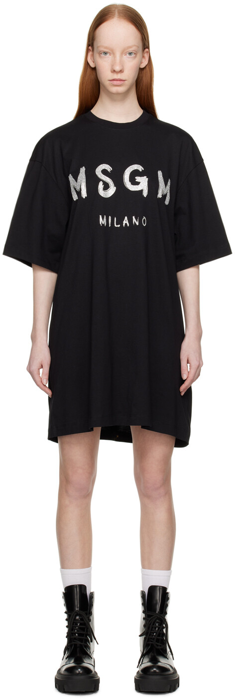 

Черное мини-платье с блестками MSGM