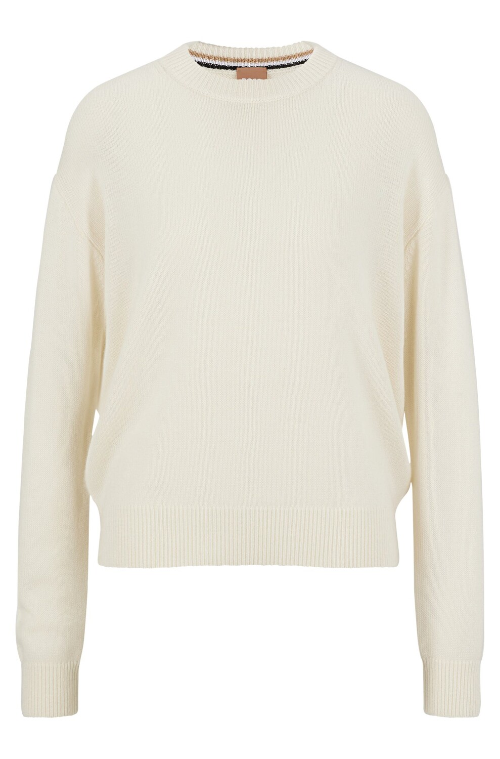 

Джемпер Hugo Boss Relaxed-fit In Cashmere With Signature Stripe, кремовый, Бежевый