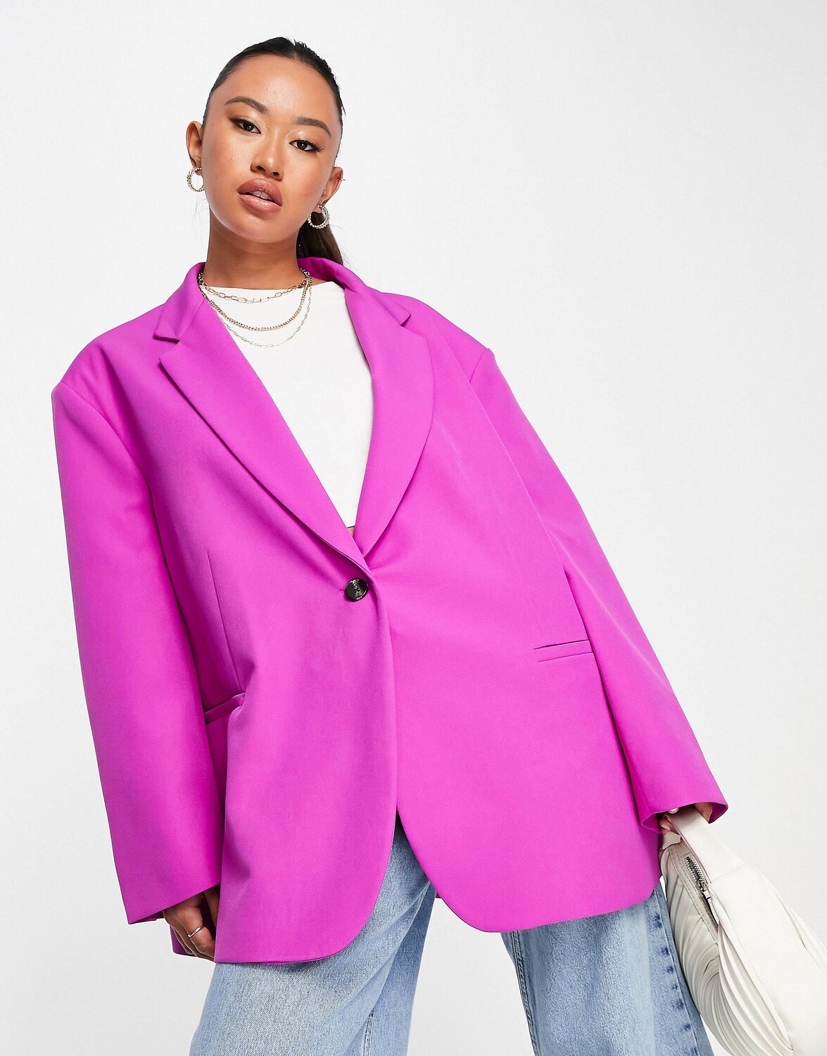 

Пурпурный свободный блейзер свободного кроя ASOS DESIGN