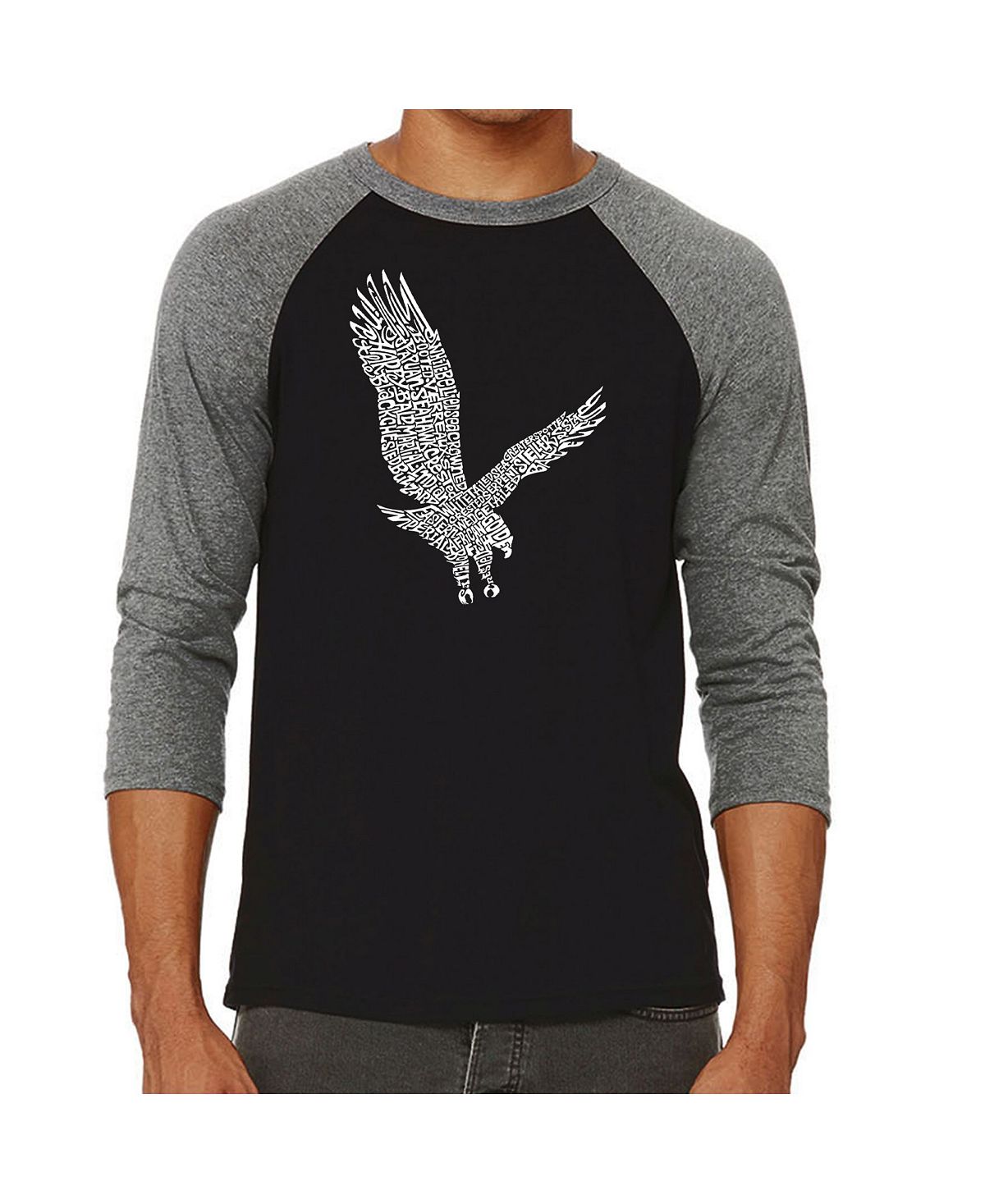 Мужская футболка с надписью eagle и регланом word art LA Pop Art, серый мужская футболка с принтом пиратский череп и регланом word art la pop art черный
