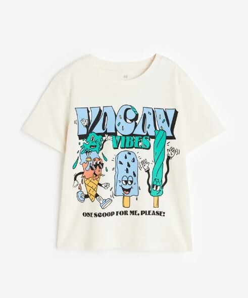 

Футболка с принтом отпуск хлопковая H&M Vacay Vibes Cotton, белый