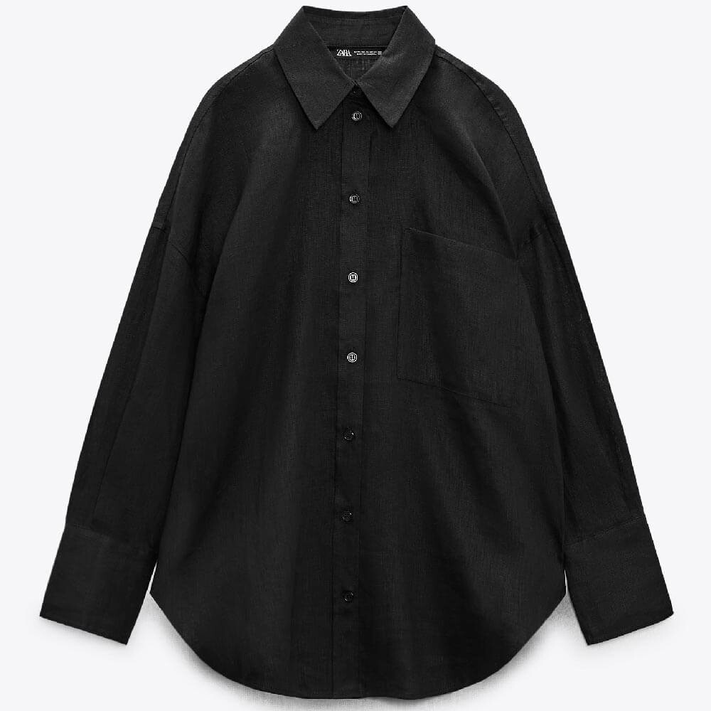 

Рубашка Zara Linen, черный