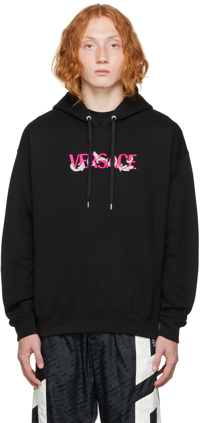 

Черный худи из флока Versace