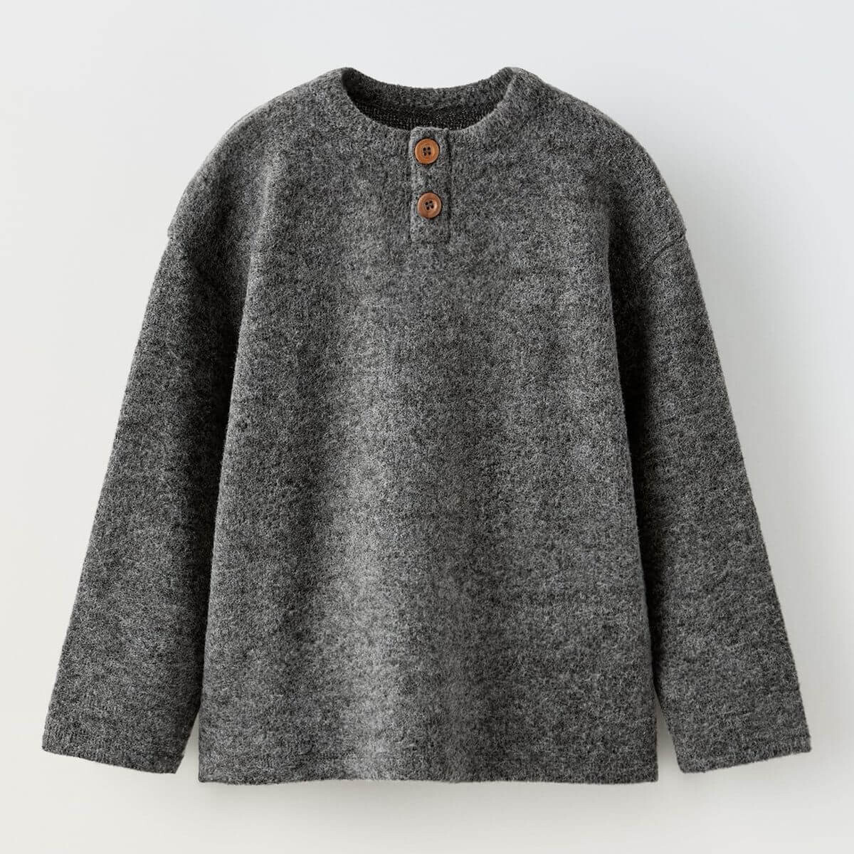 

Футболка с длинными рукавами Zara Soft Henley, серый