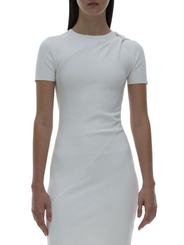 платье helmut lang j06hw604 красный l Асимметричное платье-футболка twist Helmut Lang White