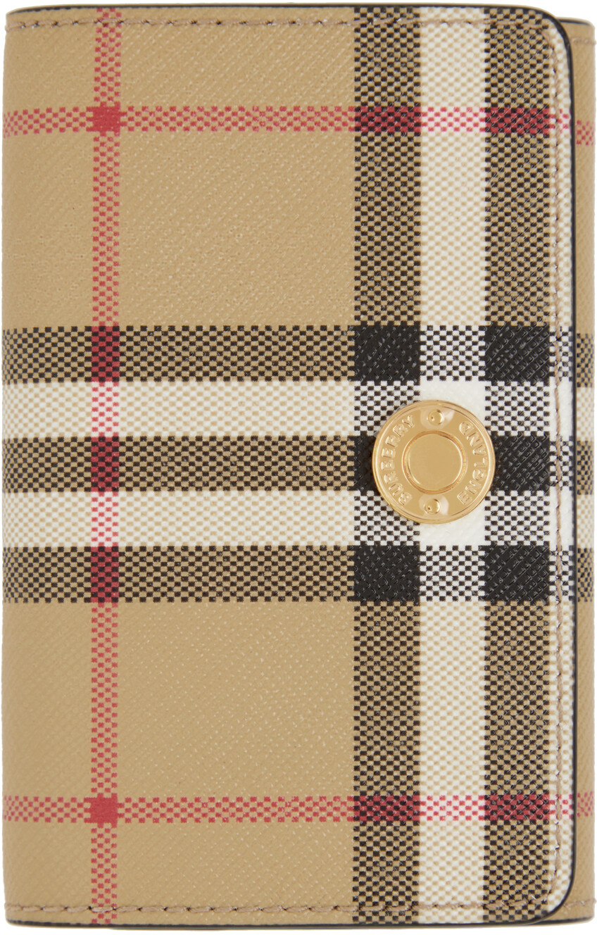 

Маленький бежевый бумажник в винтажную клетку Burberry