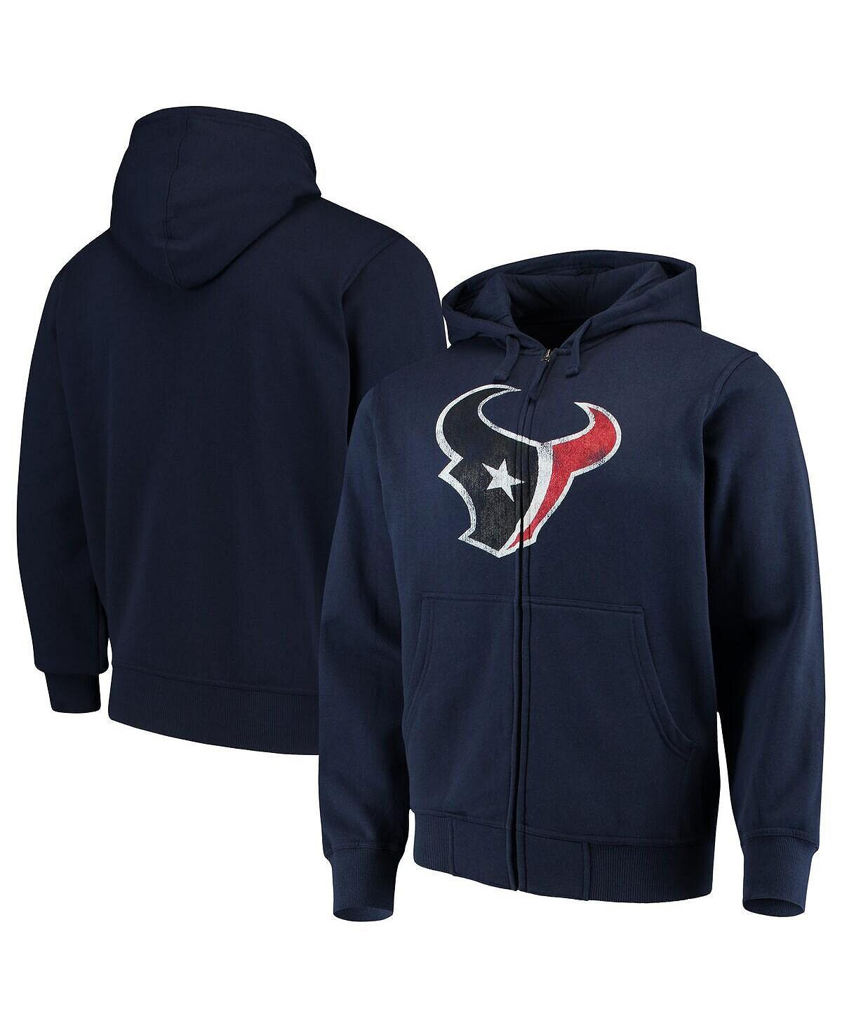 

Мужская темно-синяя толстовка с капюшоном houston texans primary logo с молнией во всю длину G-III Sports by Carl Banks, синий