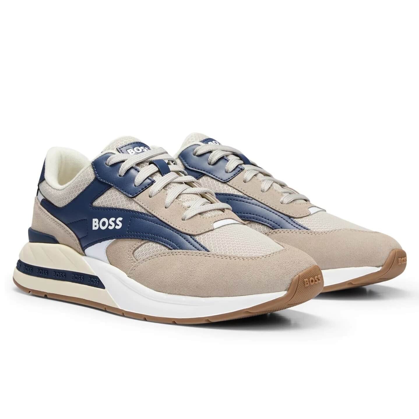

Кроссовки Boss Mixed-Material Lace-Up, светло-бежевый