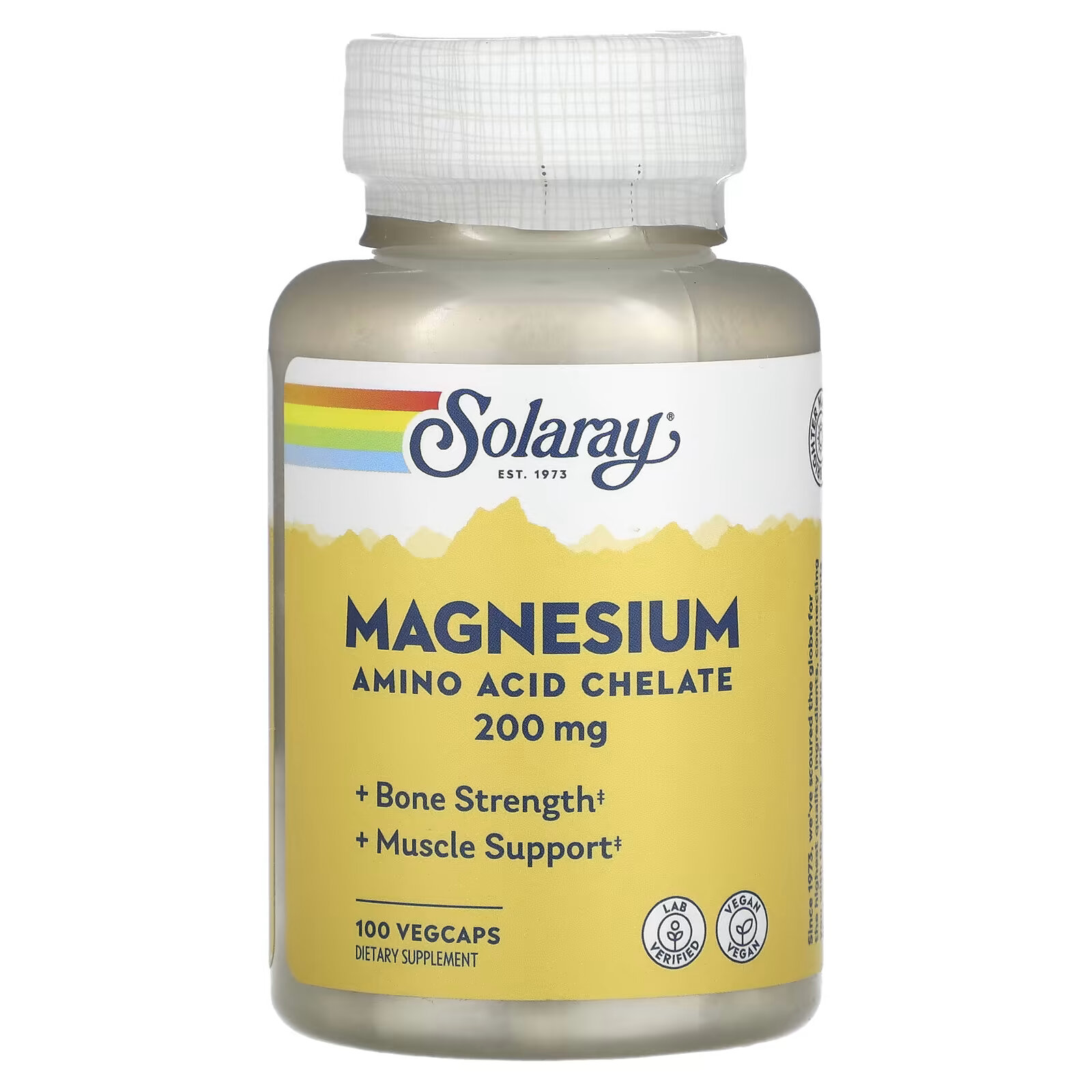 Solaray, Магний, 200 мг, 100 растительных капсул solaray цитрат и магний с витамином d2 90 растительных капсул