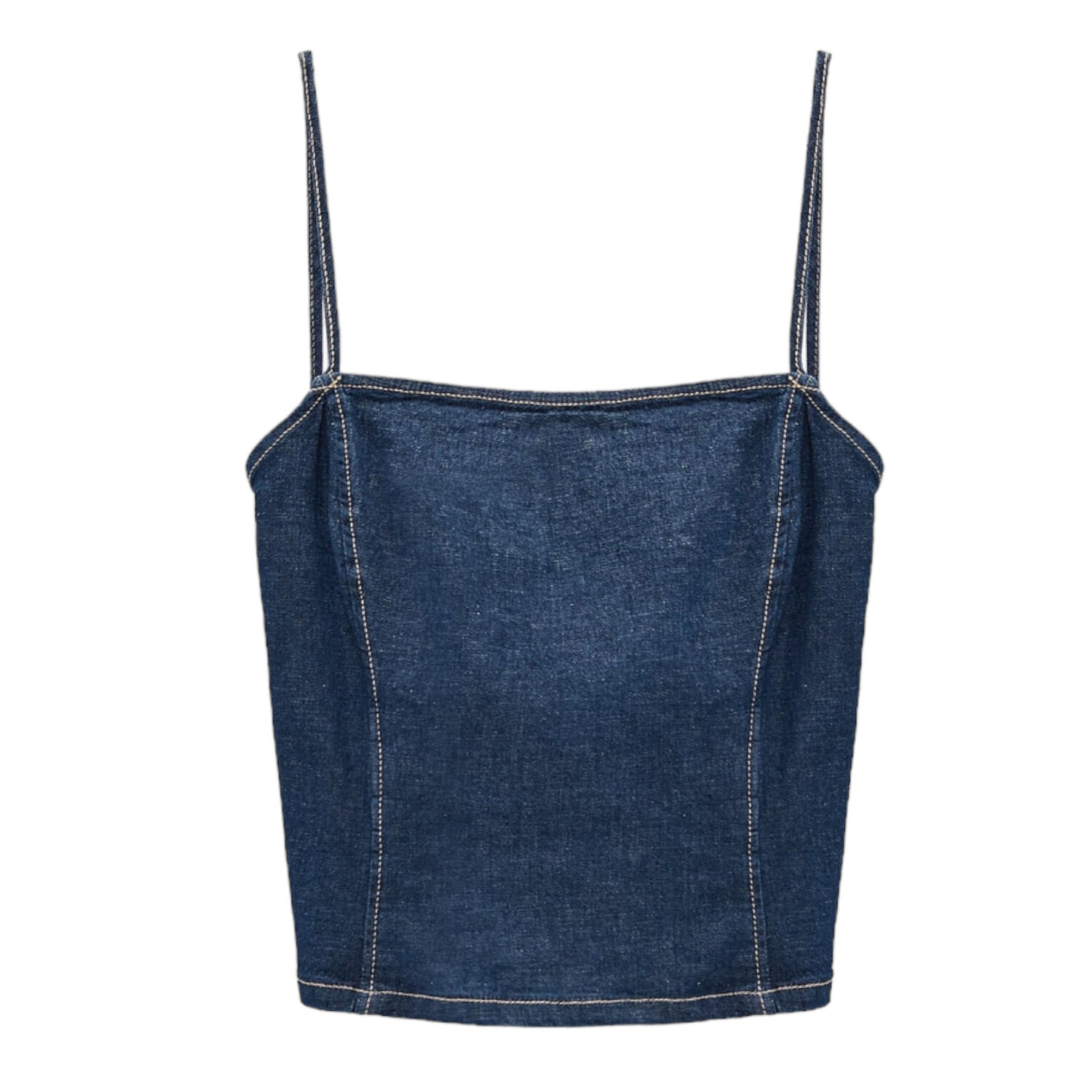 

Топ Zara Trf Open Back Denim, синий