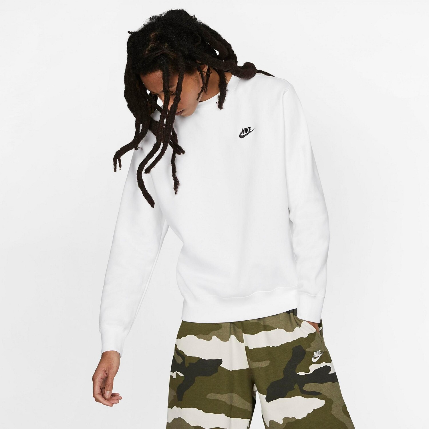 

Флисовая толстовка с круглым вырезом Nike Sportswear Club, белый