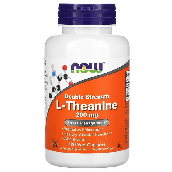 цена L-теанин NOW Foods 200 мг, 120 капсул