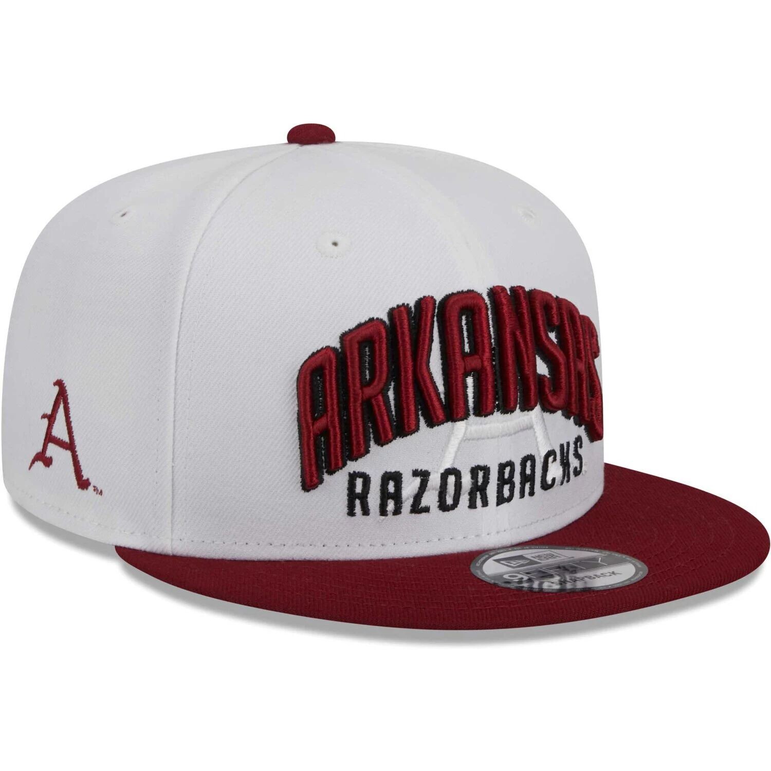 

Мужская двухцветная кепка New Era White/Cardinal Arkansas Razorbacks 9FIFTY Snapback