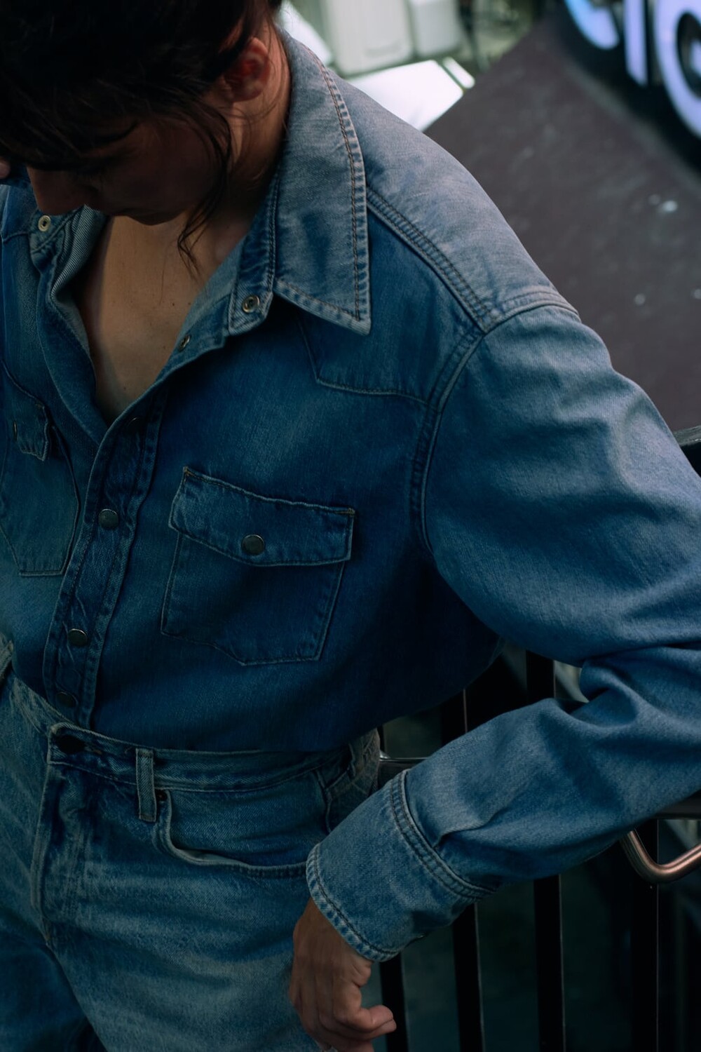 

Джинсовая рубашка Zw Collection ZARA, синий