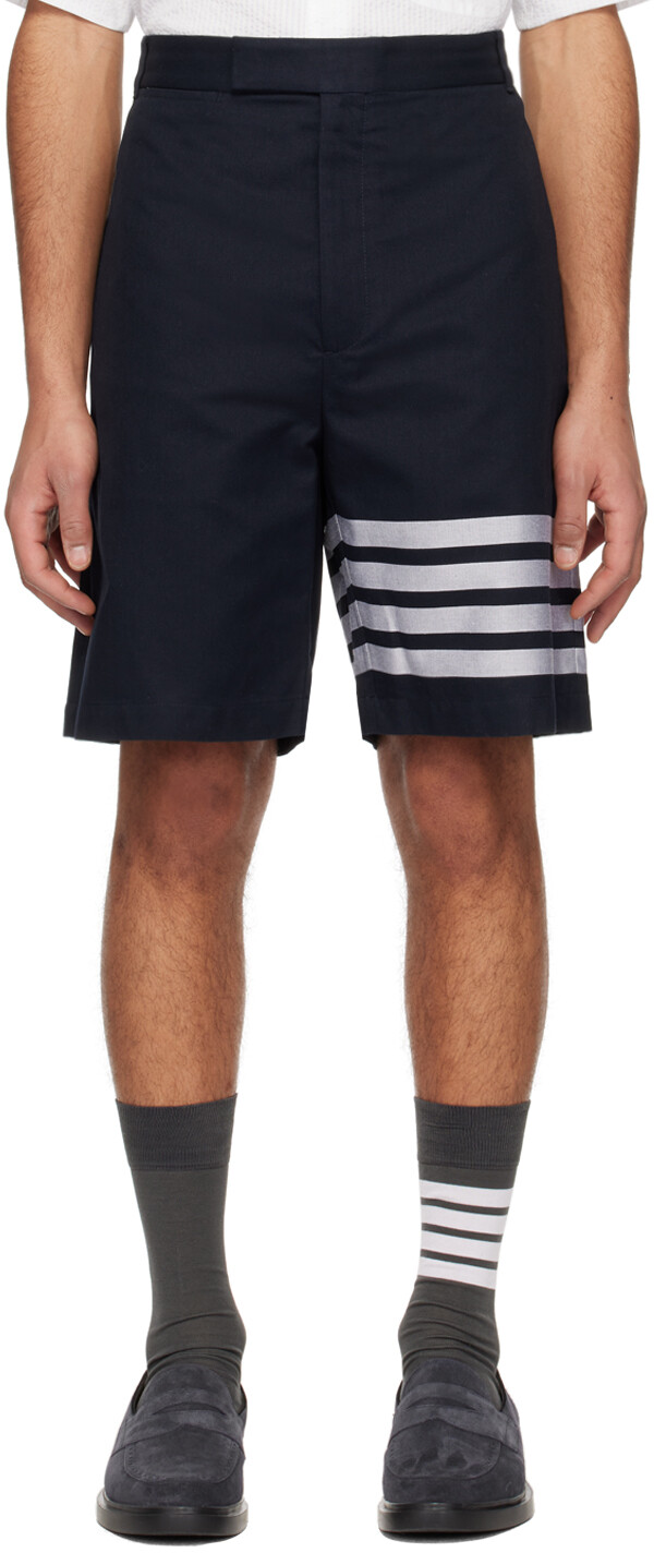 

Темно-синие шорты с 4 полосками Thom Browne, цвет Navy