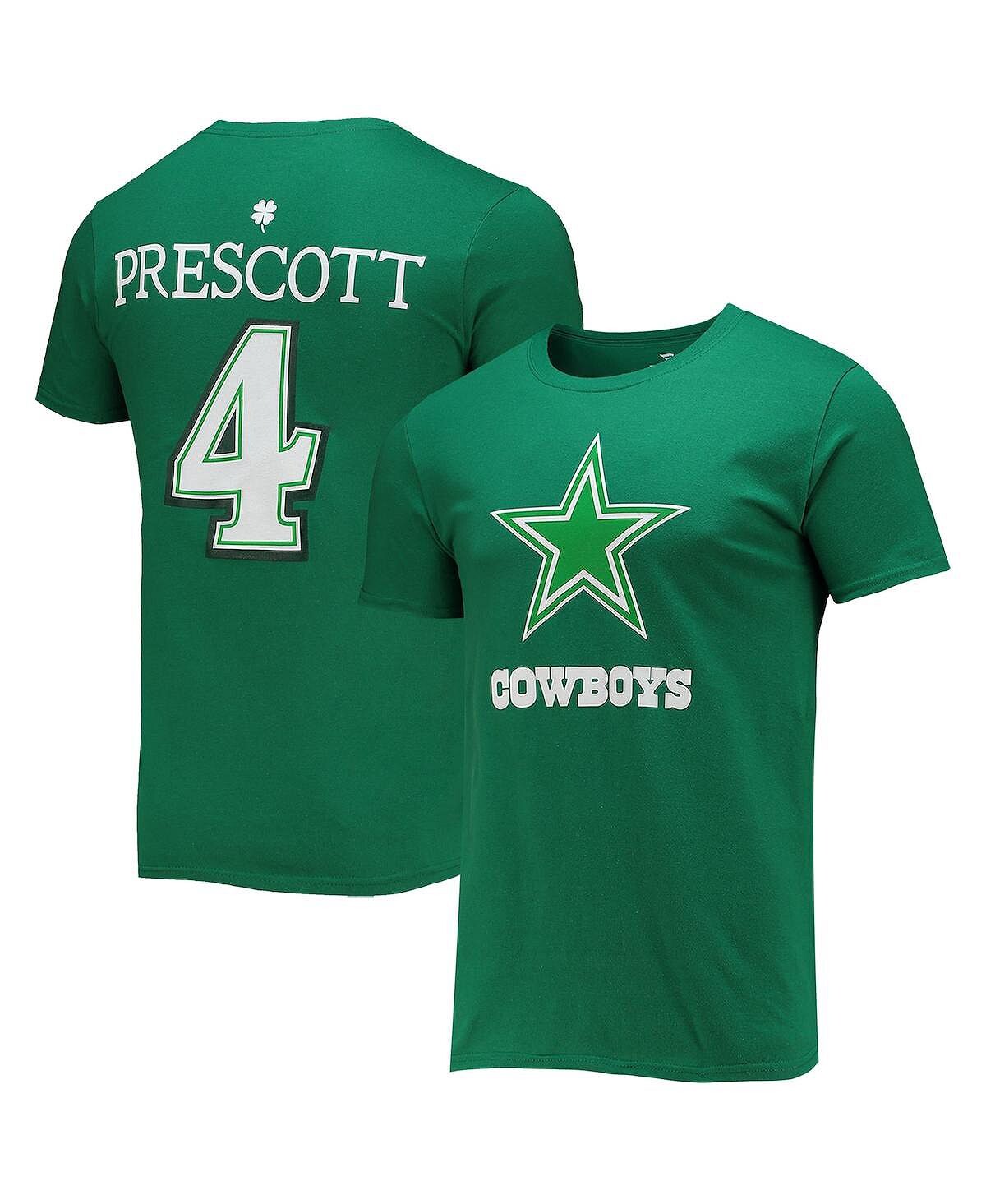 

Мужская фирменная футболка dak prescott green dallas cowboys st. patrick's day icon player Fanatics, зеленый