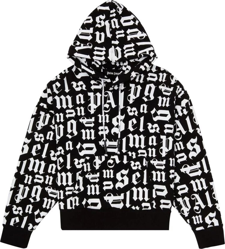 

Худи Palm Angels Broken Monogram Hoodie 'Black/White', черный