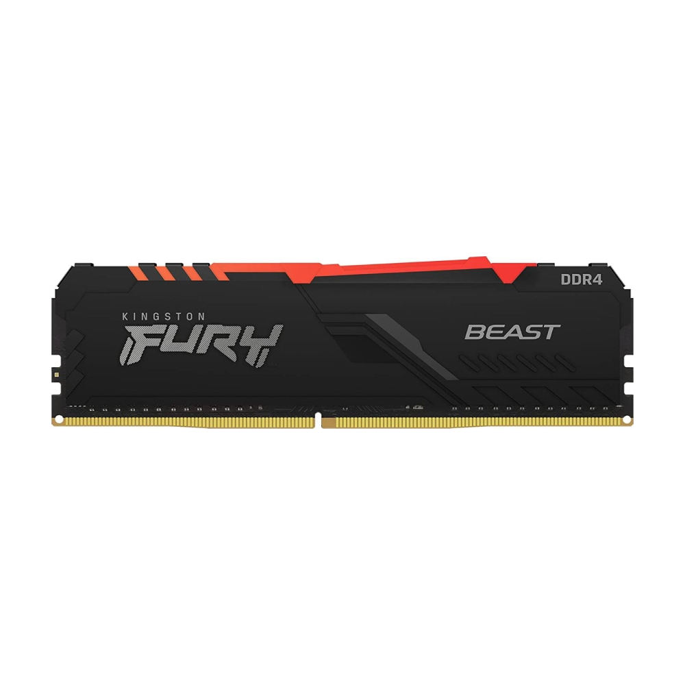 Оперативная память Kingston Fury Beast RGB, 8 Гб DDR4 (1x8 Гб), 3200 МГц, KF432C16BBA/8, черный kingston ddr4 8gb 3200 mhz pc 25600 fury beast black rgb kf432c16bba 8 kf432c16bba 8