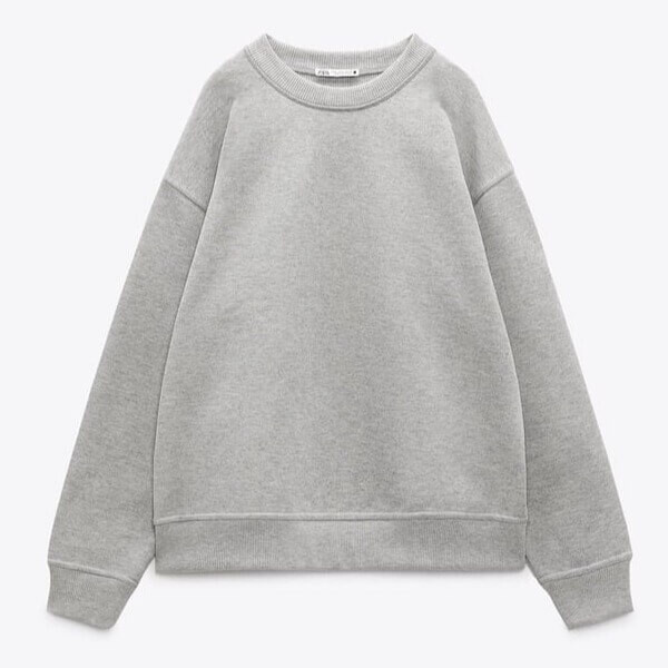 

Свитшот Zara Ribbed Trim, серый меланж