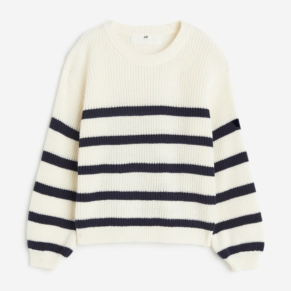 Свитер H&M Kids Textured-knit, белый/черный