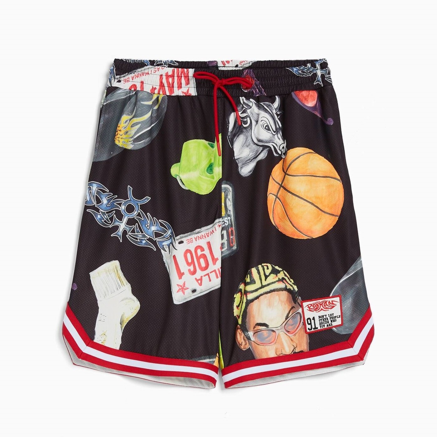 

Шорты Bershka X Dennis Rodman Print Mesh Bermuda, мультиколор