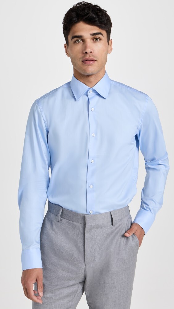 

Рубашка BOSS Slim Fit Easy Iron Cotton Poplin, синий